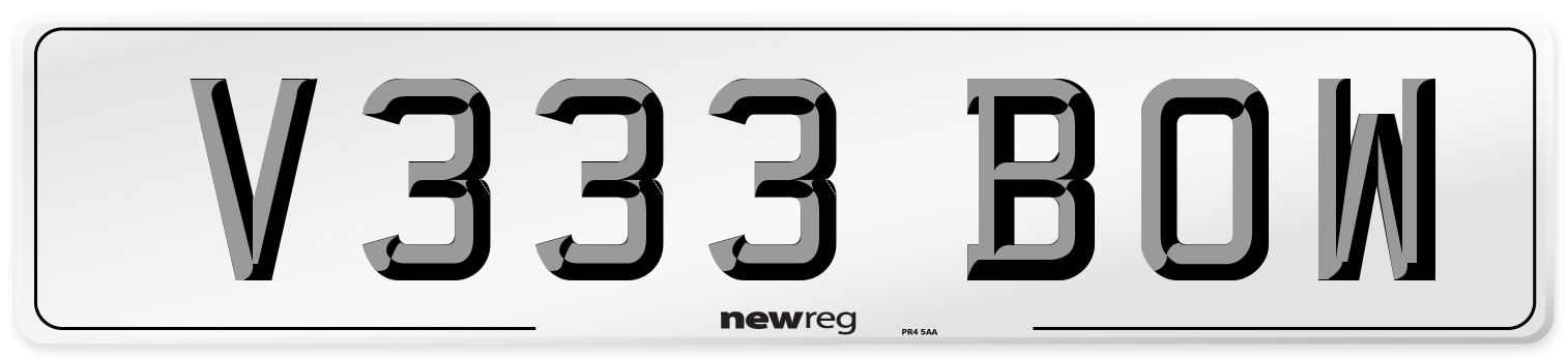 V333 BOW Number Plate from New Reg